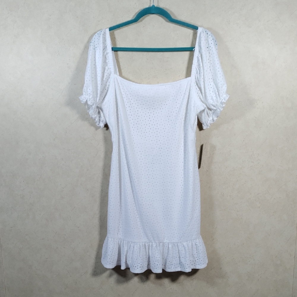H171 Speechless white knit eyelet dress w/ back detail XL NWT